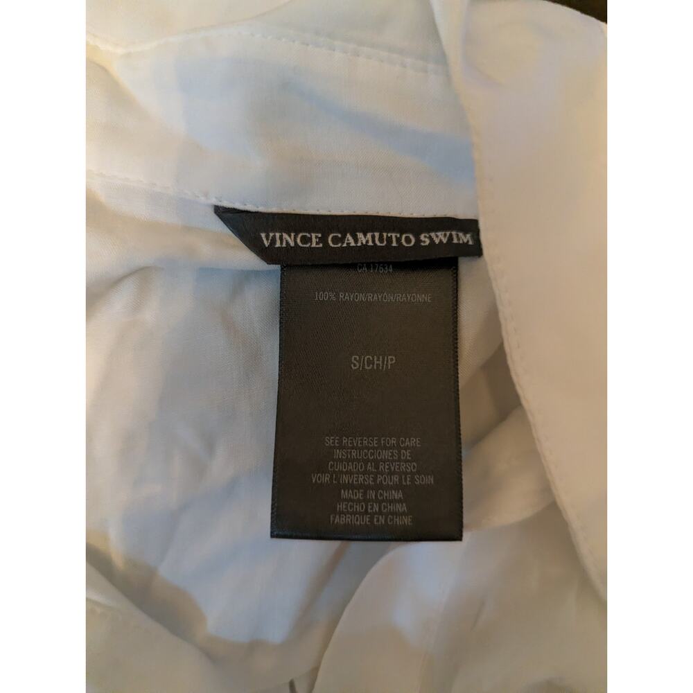 NWT Vince Camuto Shirt Dress Swim Cover Up White Size S Button Front Tie #G15 - Picture 4 of 4